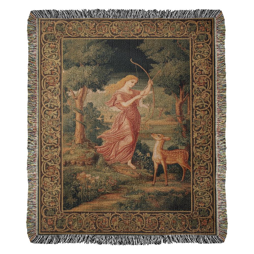 Vintage Diana Huntress Medieval Woven Cotton Blanket - Image 5
