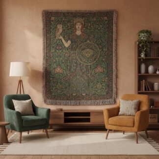 Athena Floral Cottagecore Greek Goddess Woven Cotton Blanket