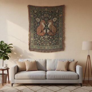 Woodland Fox Cute Scandi Woven Cotton Blanket