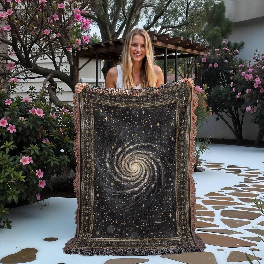 Spiral Galaxy Celestial Woven Cotton Blanket - Image 2