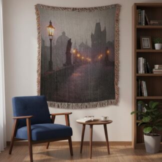 Charles Bridge Prague Woven Cotton Blanket