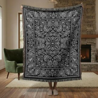 Paisley Bandana Vintage Mandala Woven Cotton Blanket