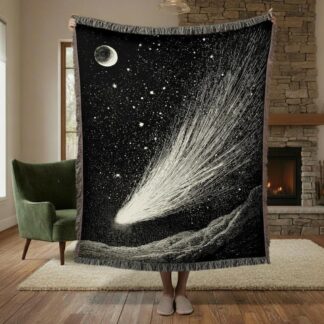 Vintage Comet Shooting Star Celestial Woven Cotton Blanket