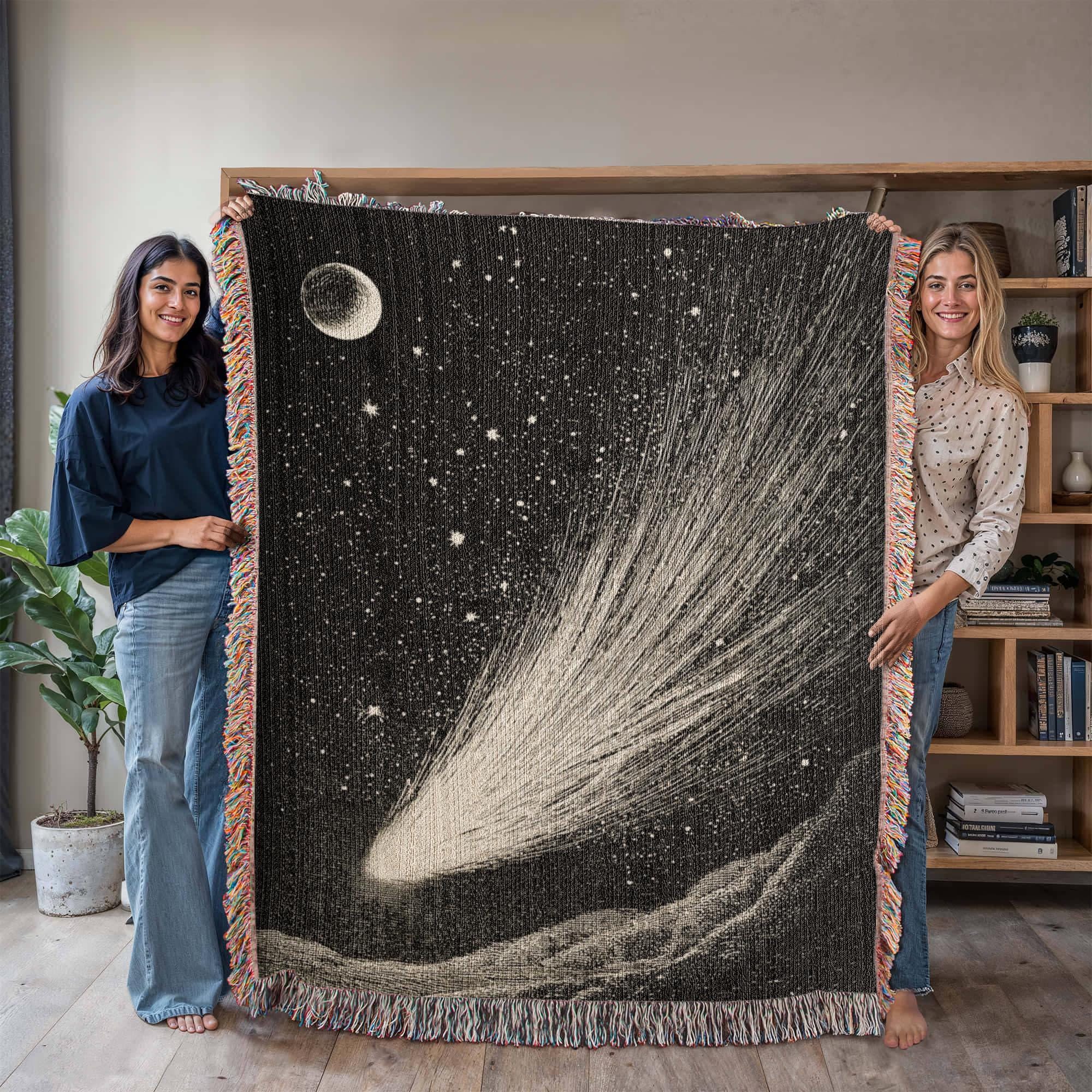 Vintage Comet Shooting Star Celestial Woven Cotton Blanket - Image 8