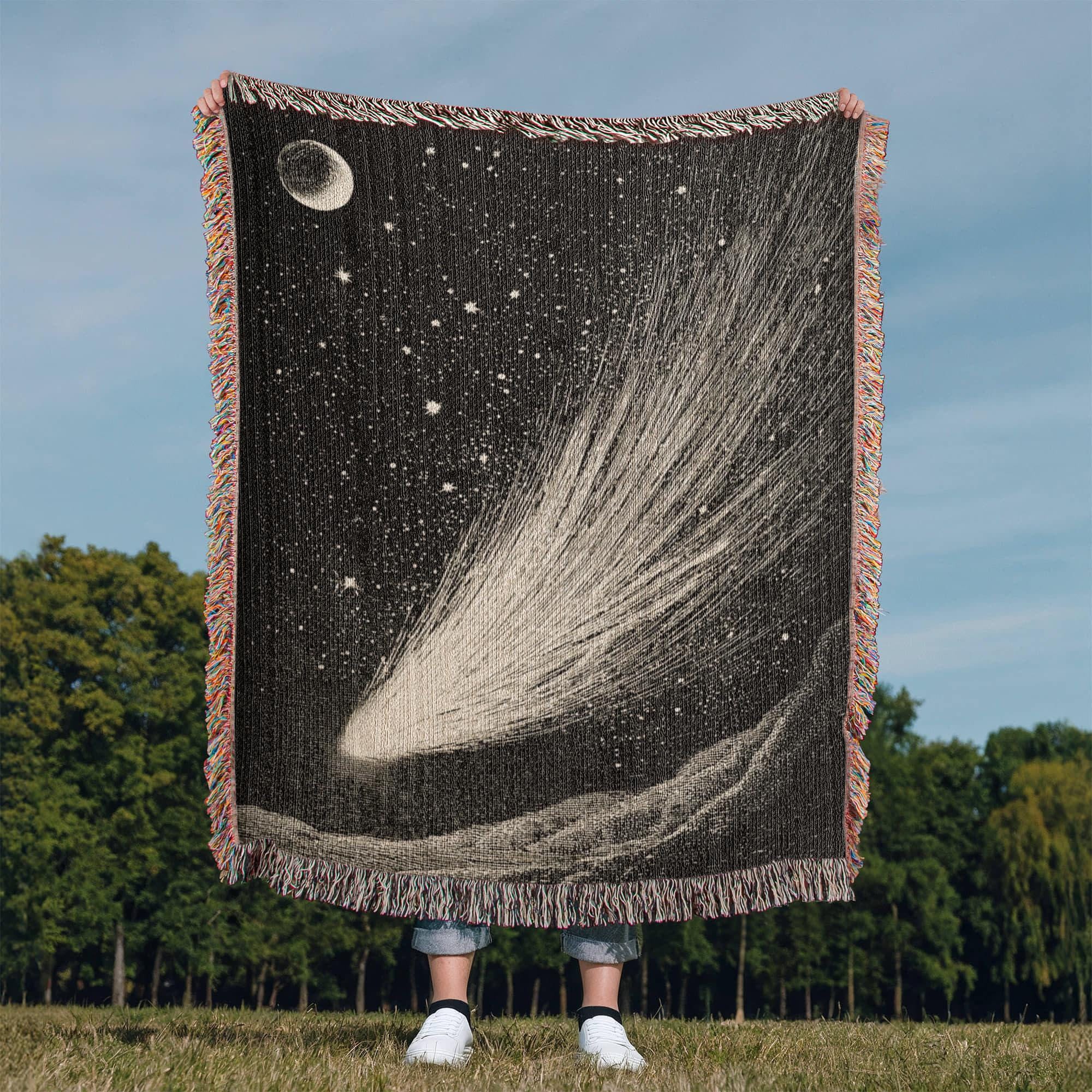 Vintage Comet Shooting Star Celestial Woven Cotton Blanket - Image 9