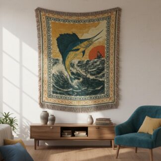 Vintage Marlin Woven Cotton Blanket