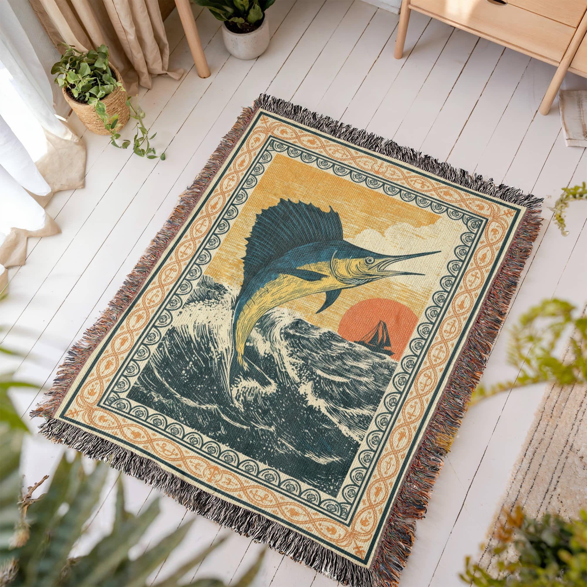 Vintage Marlin Woven Cotton Blanket - Image 4