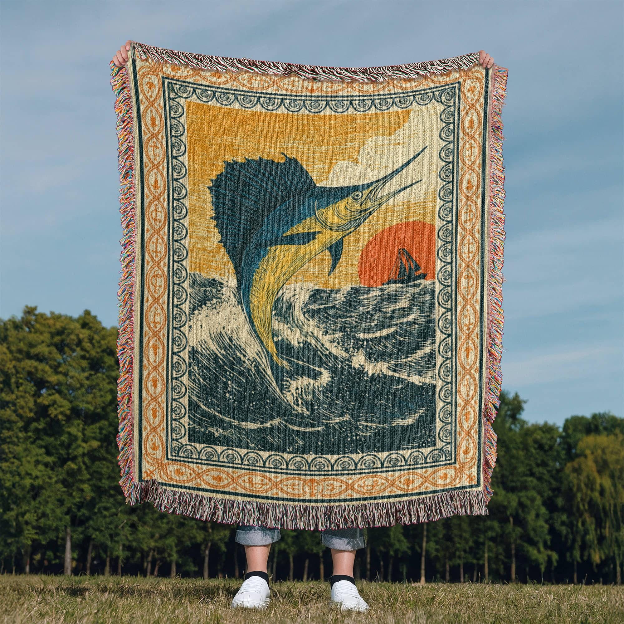 Vintage Marlin Woven Cotton Blanket - Image 9