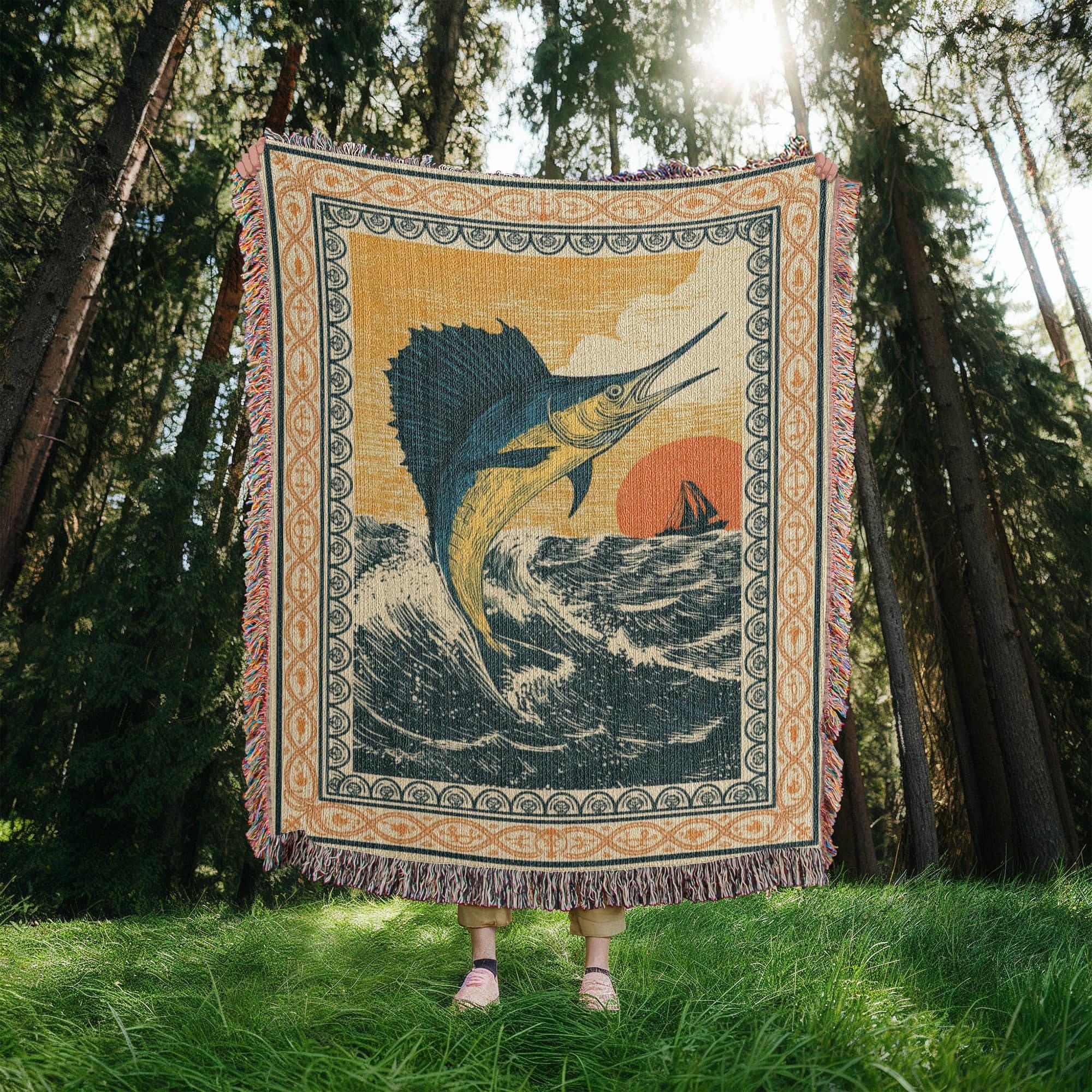 Vintage Marlin Woven Cotton Blanket - Image 7