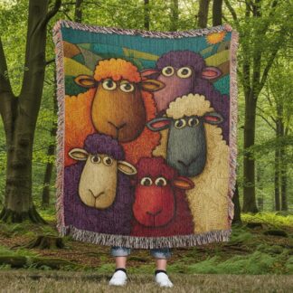 Funny Sheep Colorful Sheep Woven Cotton Blanket