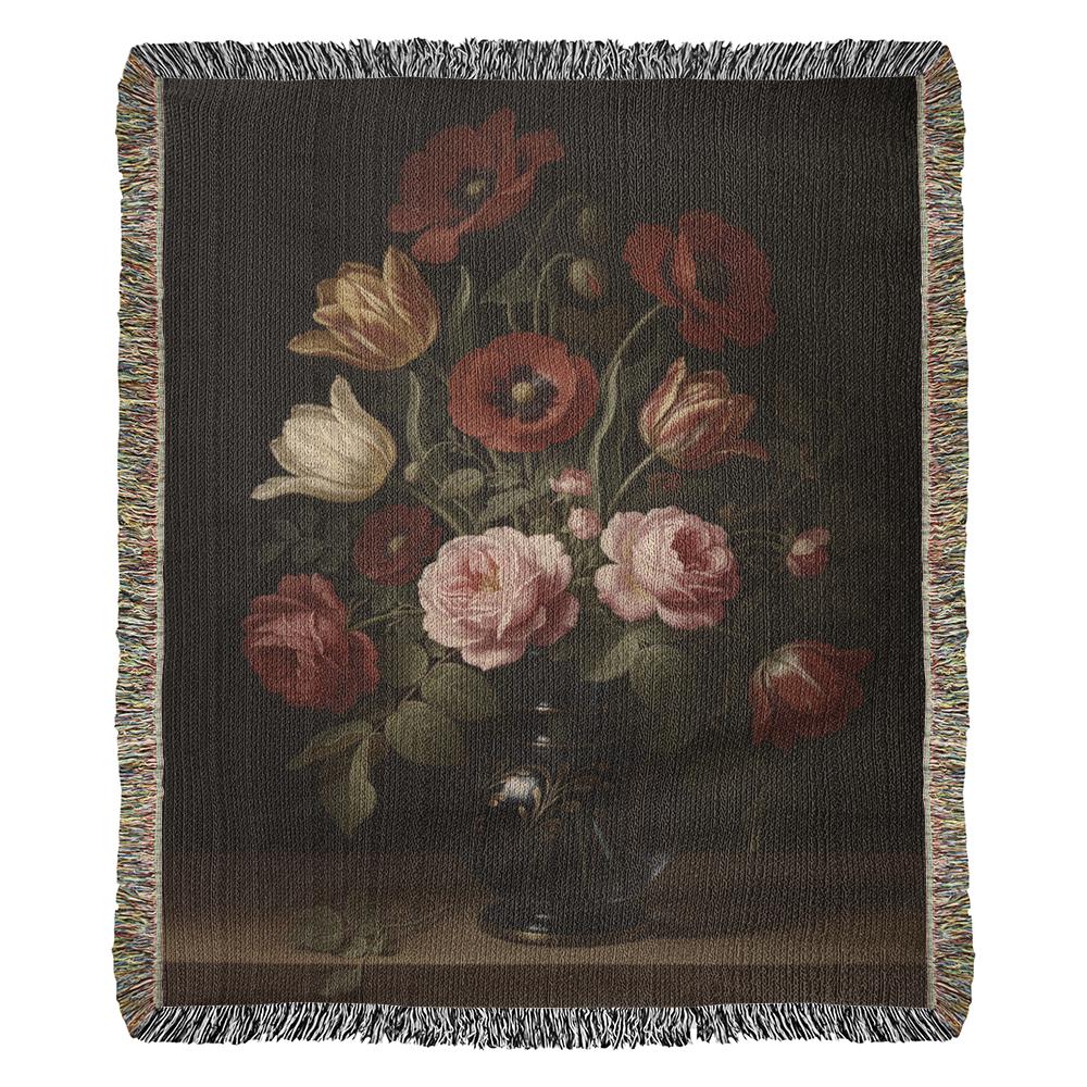Floral Baroque Still-life Victorian Botanical Woven Cotton Blanket - Image 10