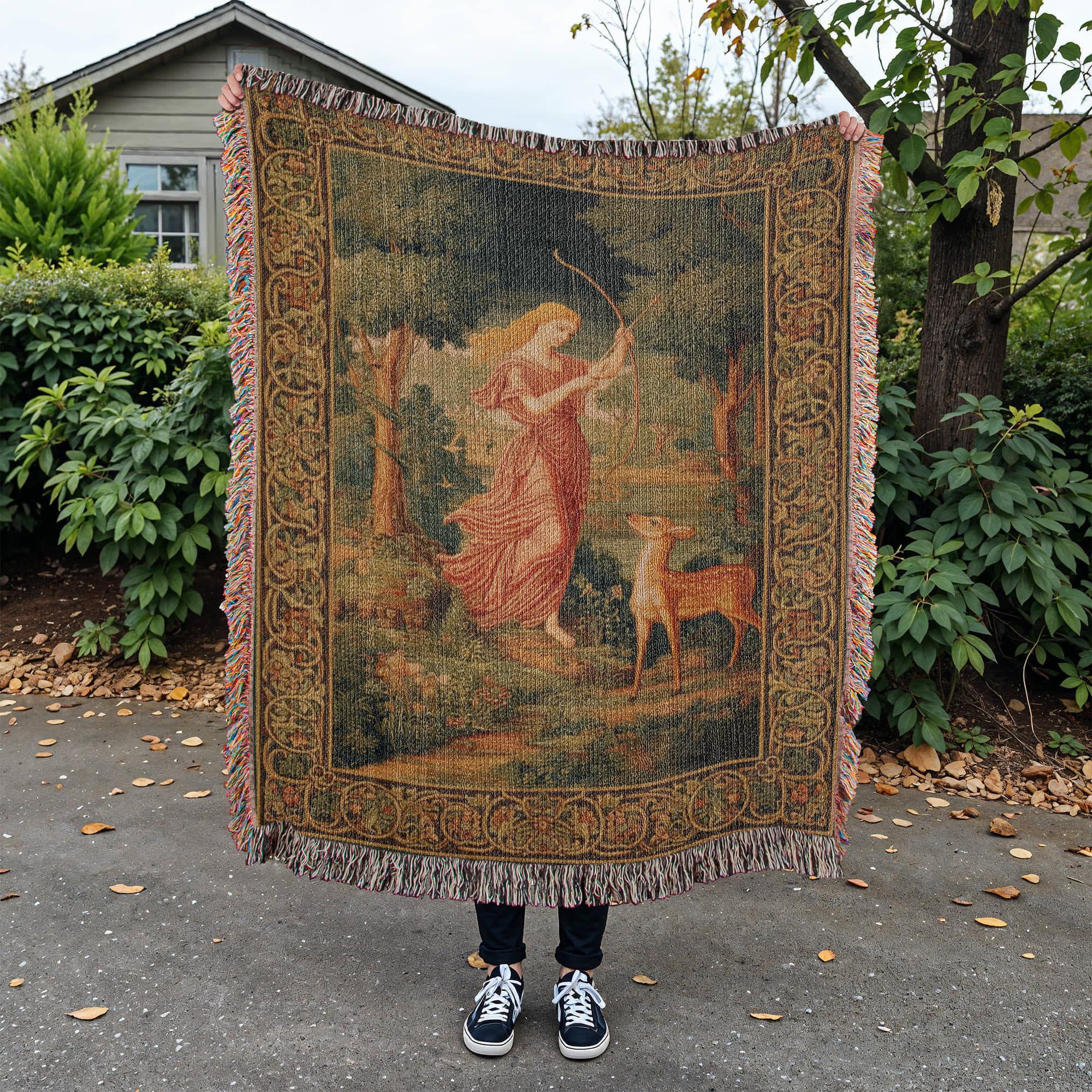Vintage Diana Huntress Medieval Woven Cotton Blanket - Image 3