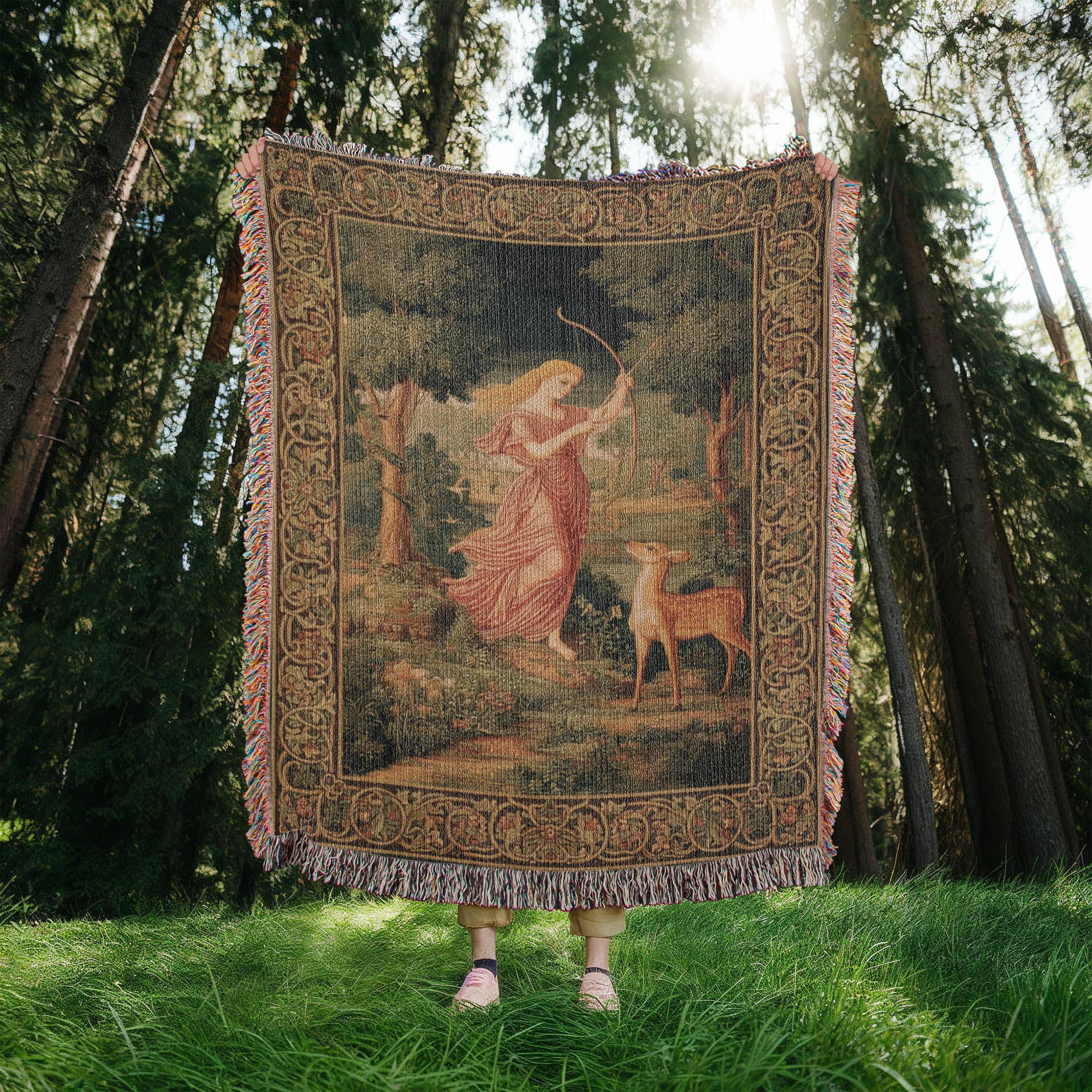 Vintage Diana Huntress Medieval Woven Cotton Blanket - Image 4
