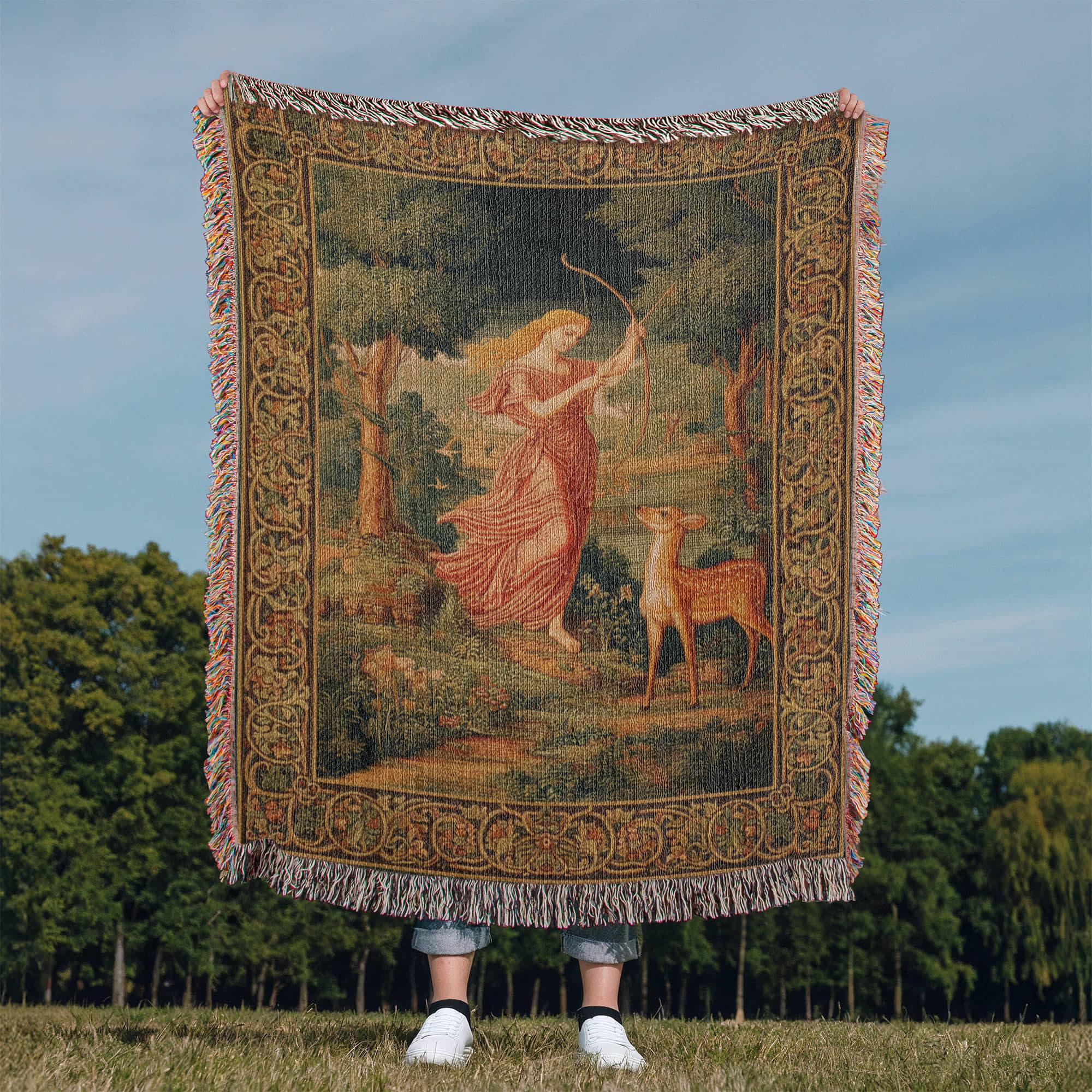 Vintage Diana Huntress Medieval Woven Cotton Blanket - Image 7