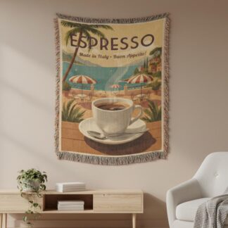 Vintage Italian Espresso Woven Cotton Blanket