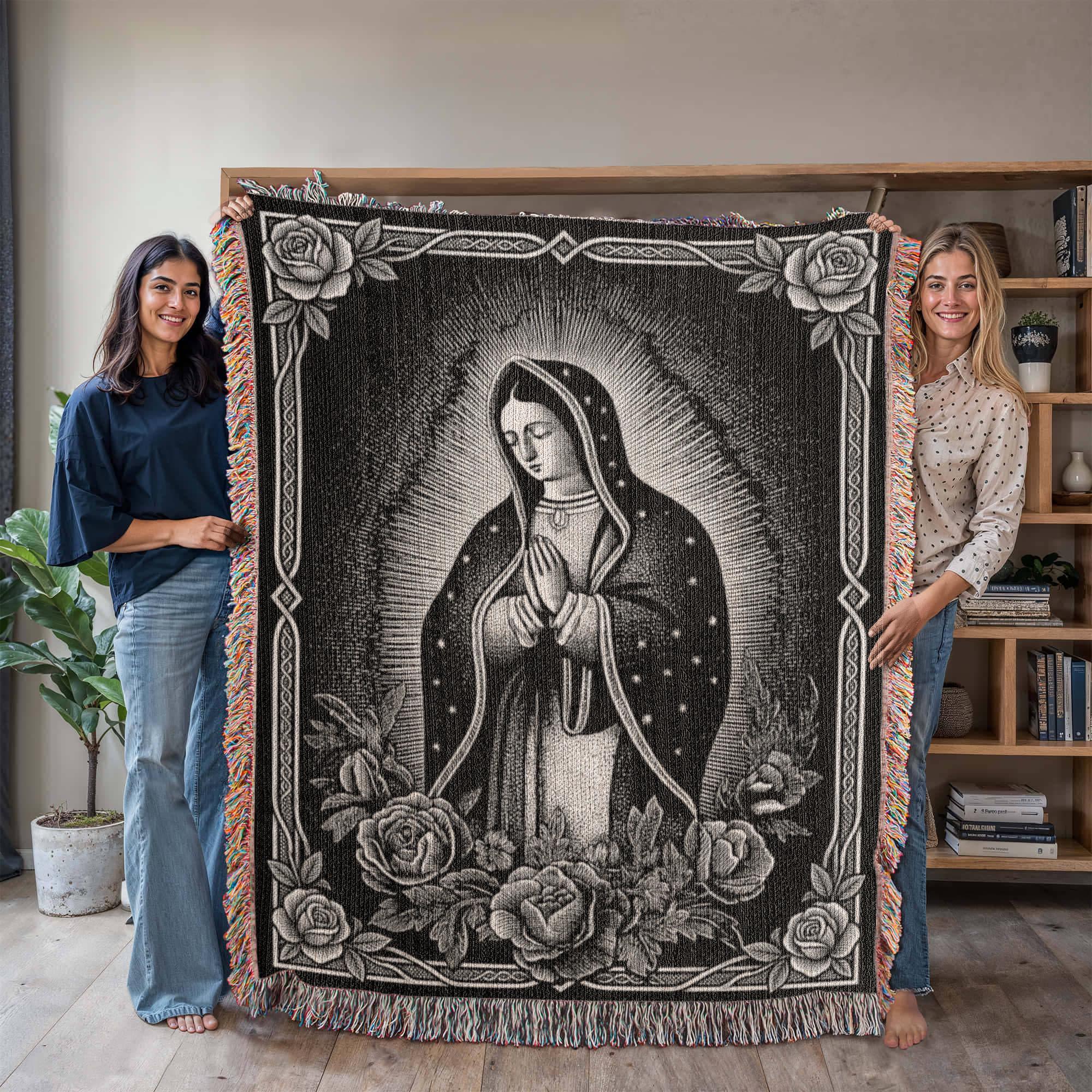 Virgin of Guadalupe Woven Cotton Blanket - Image 9