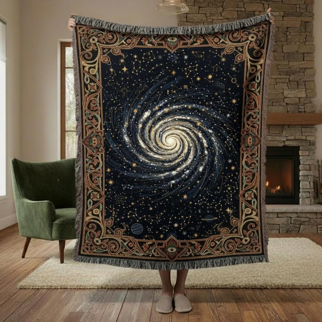 Spiral Galaxy Celestial Woven Cotton Blanket