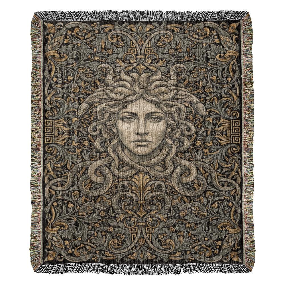 Medusa Greek Mythology Gorgon Woven Cotton Blanket - Image 8