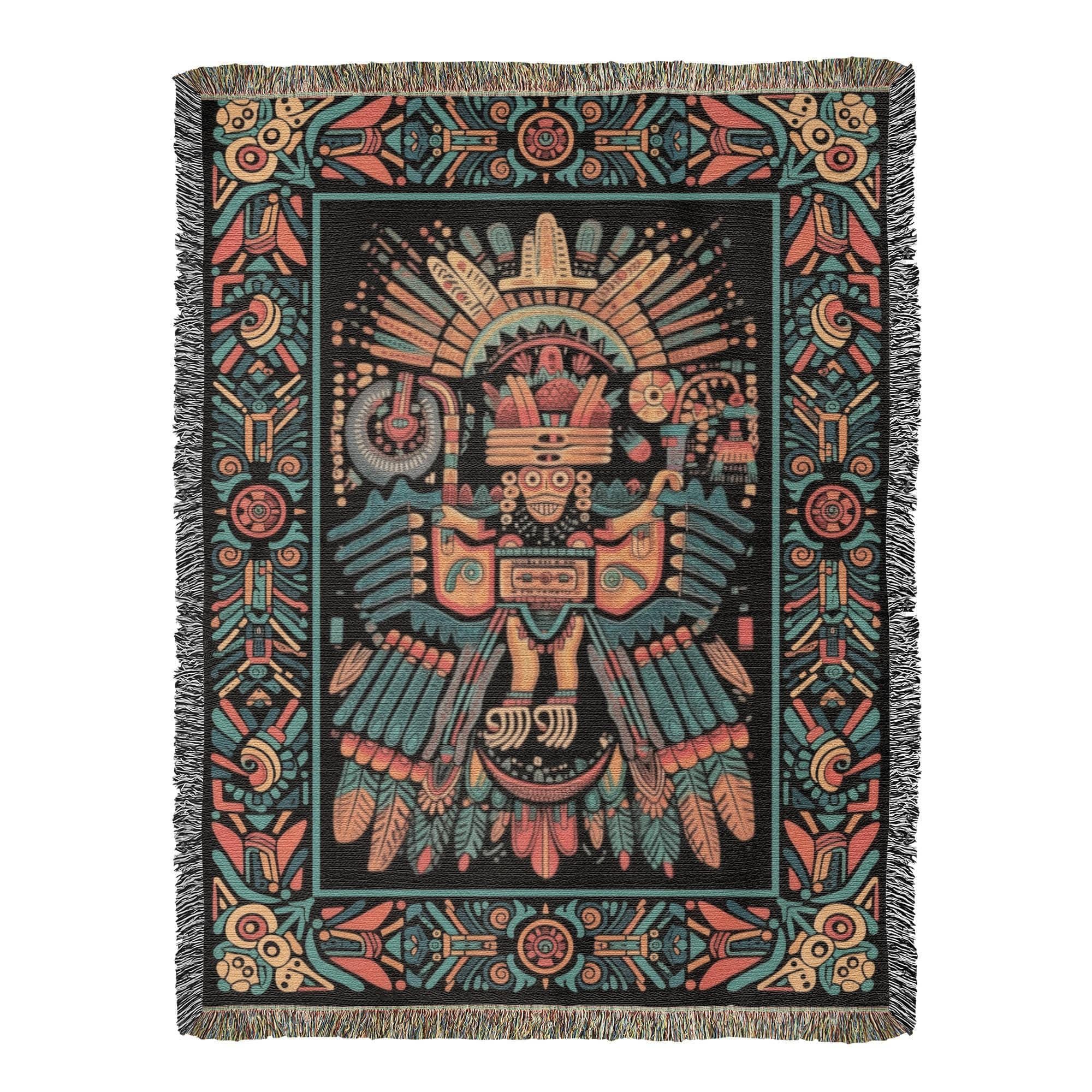 Peruvian Folk Art Paracas Flying Figure Woven Cotton Blanket - Image 8