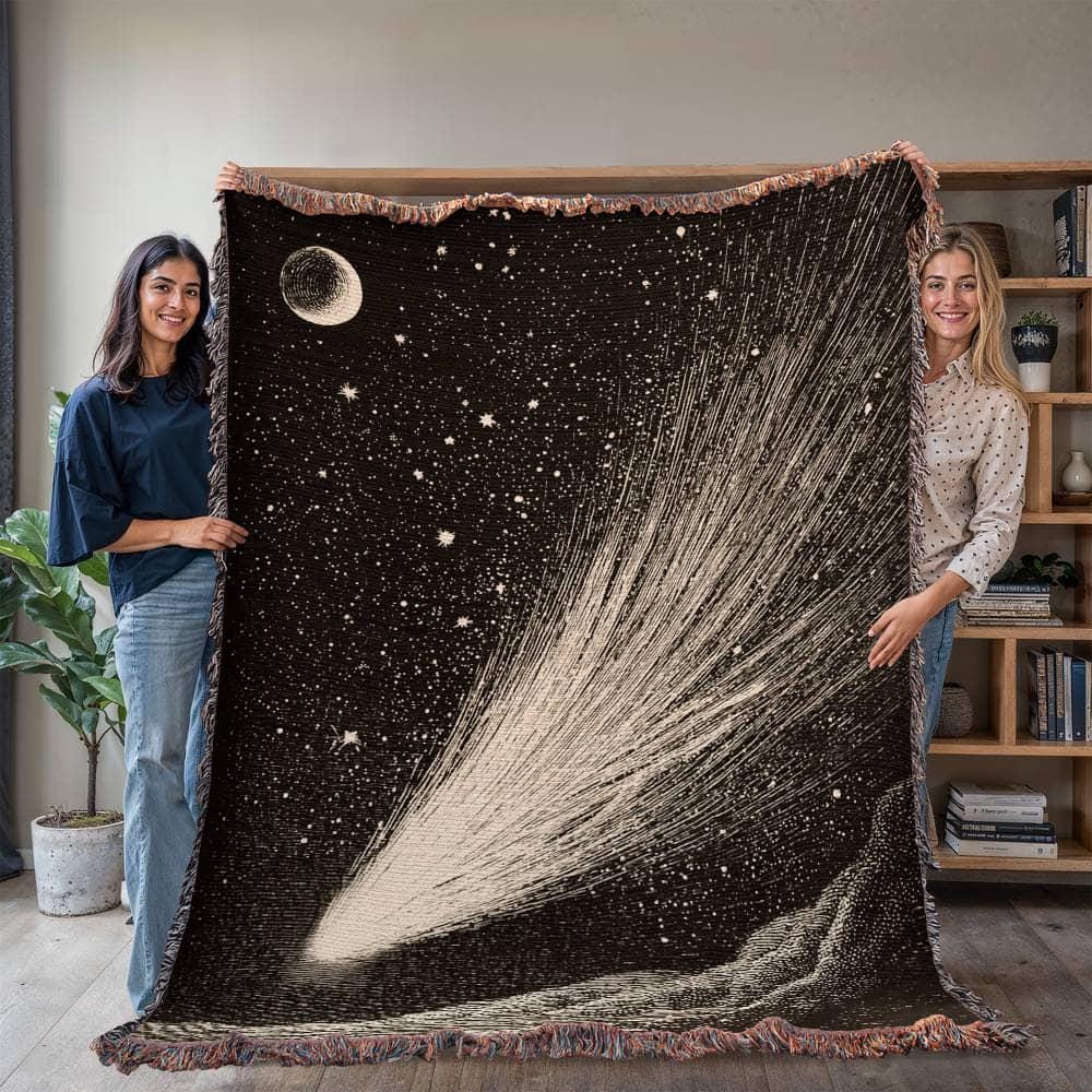 Vintage Comet Shooting Star Celestial Woven Cotton Blanket - Image 5