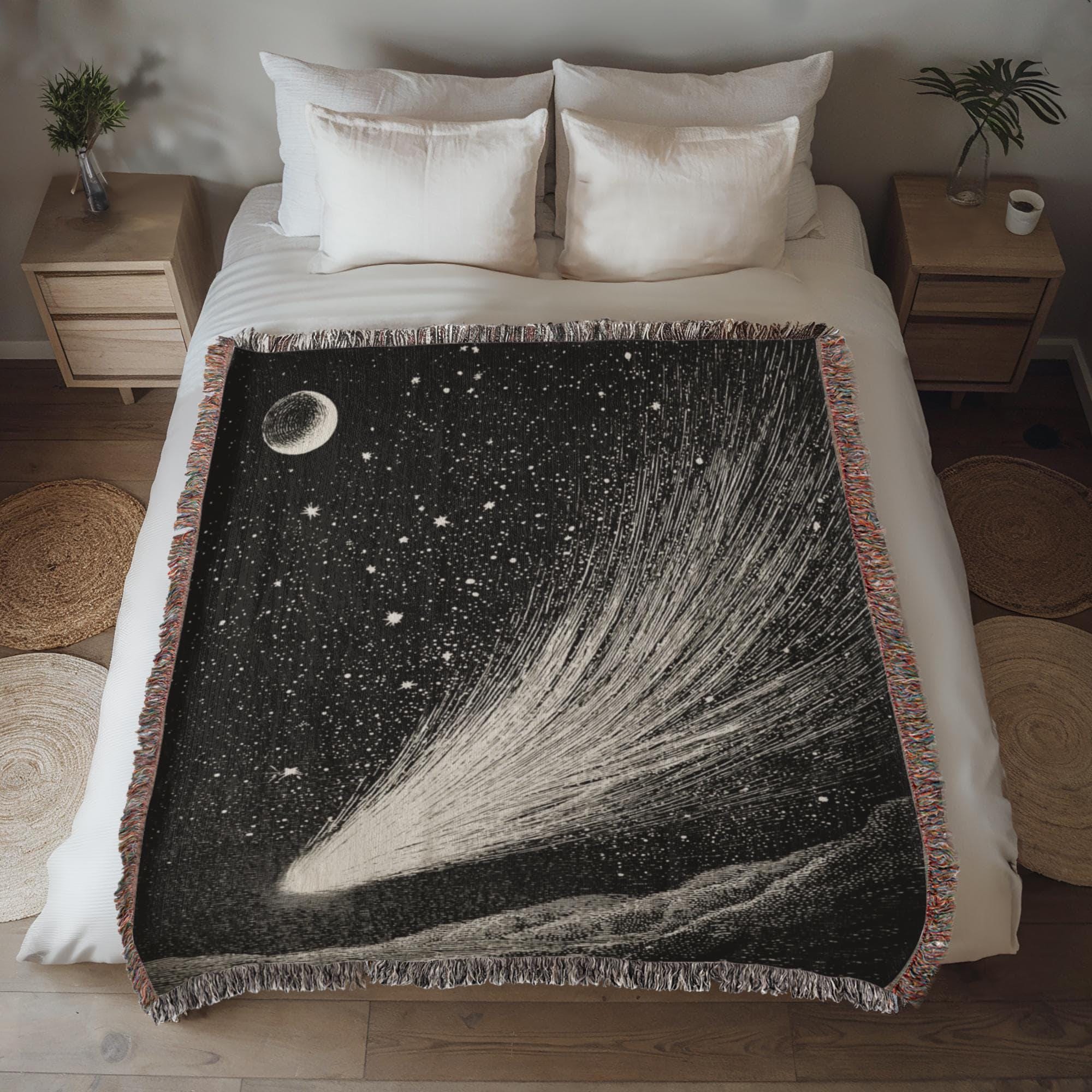 Vintage Comet Shooting Star Celestial Woven Cotton Blanket - Image 3