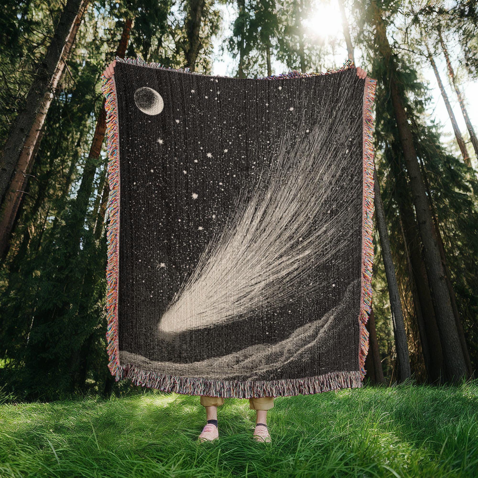 Vintage Comet Shooting Star Celestial Woven Cotton Blanket - Image 4