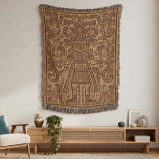 Andean Shaman Ancient Peruvian Viracocha Woven Cotton Blanket