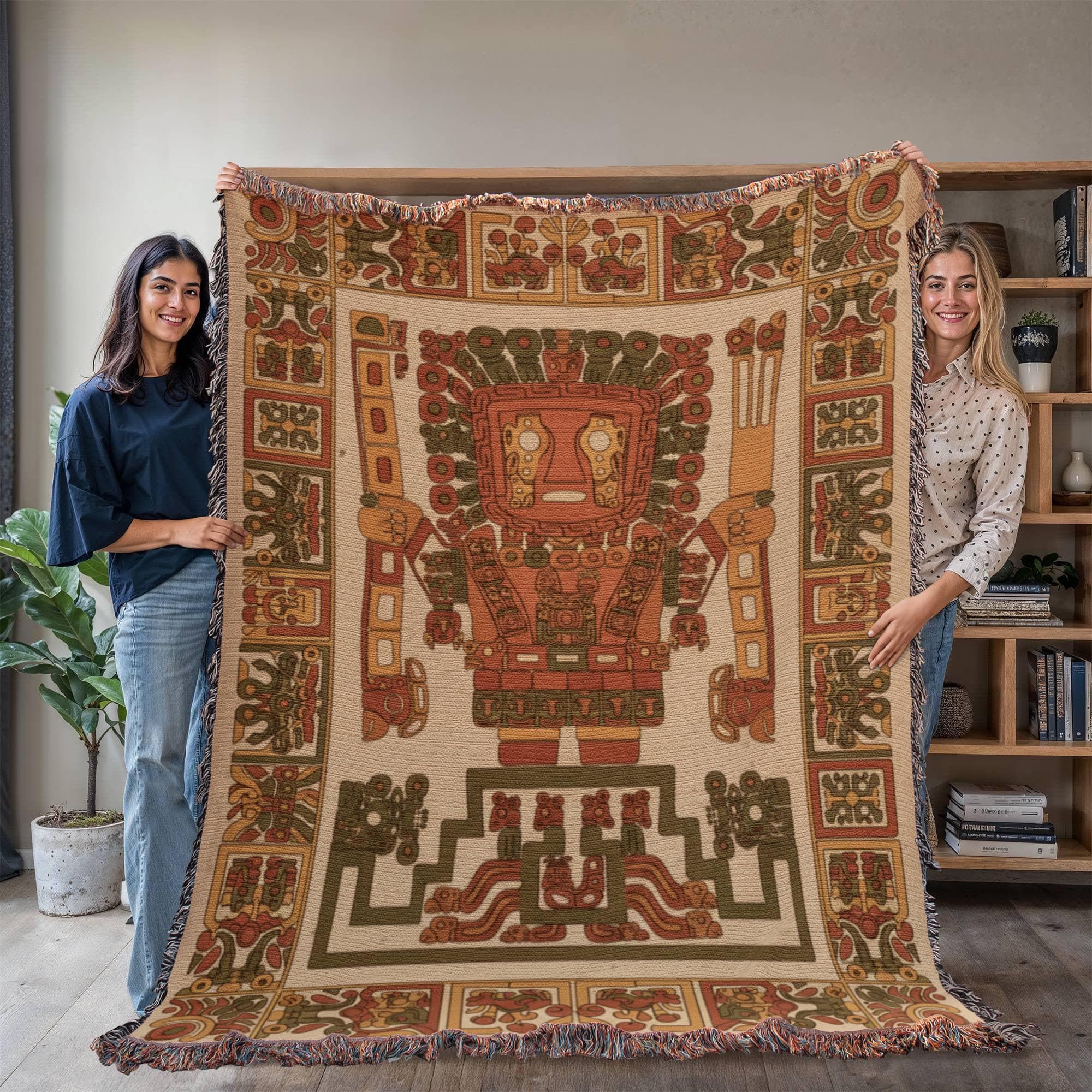 Viracocha Ancient Peruvian God Woven Cotton Blanket - Image 5