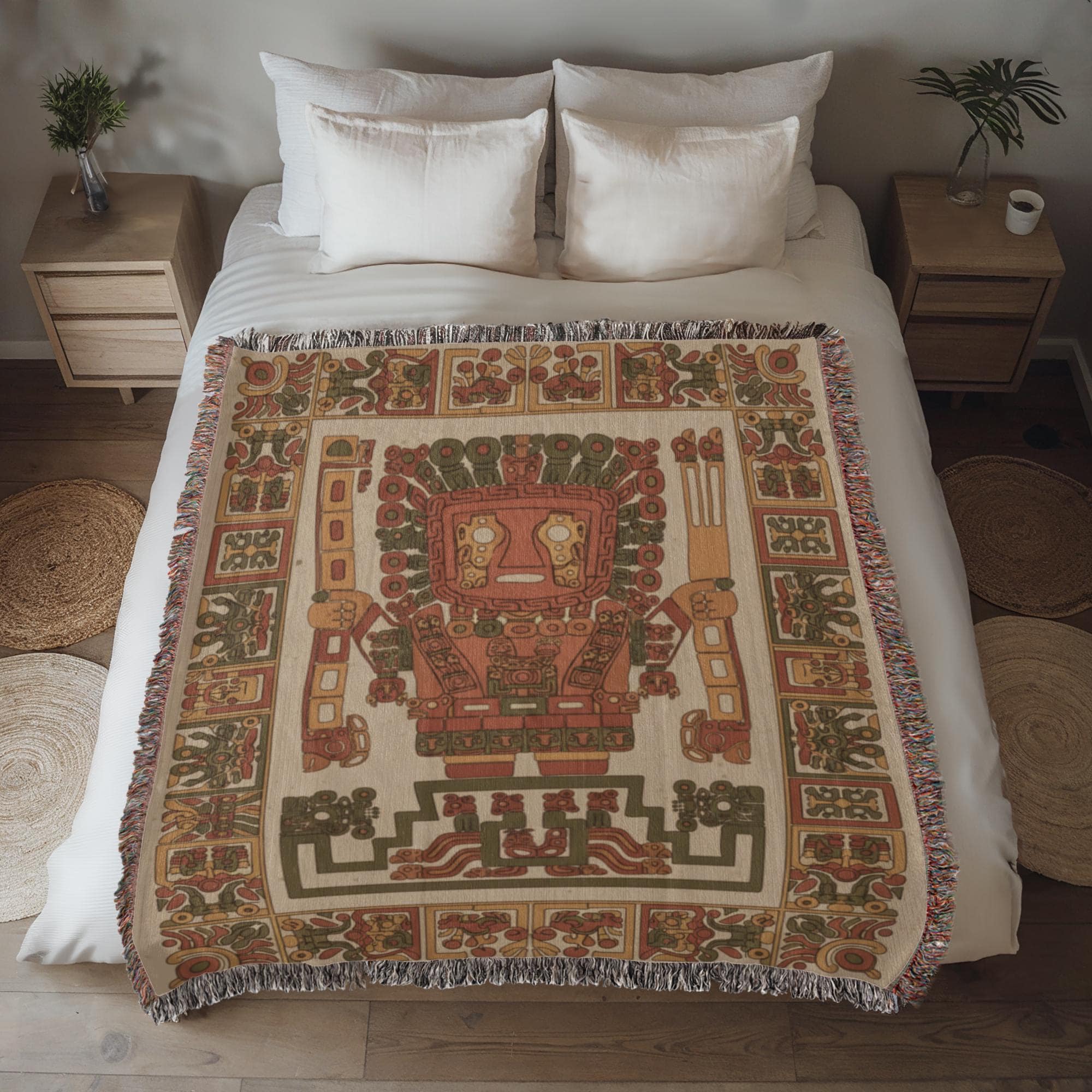Viracocha Ancient Peruvian God Woven Cotton Blanket - Image 4