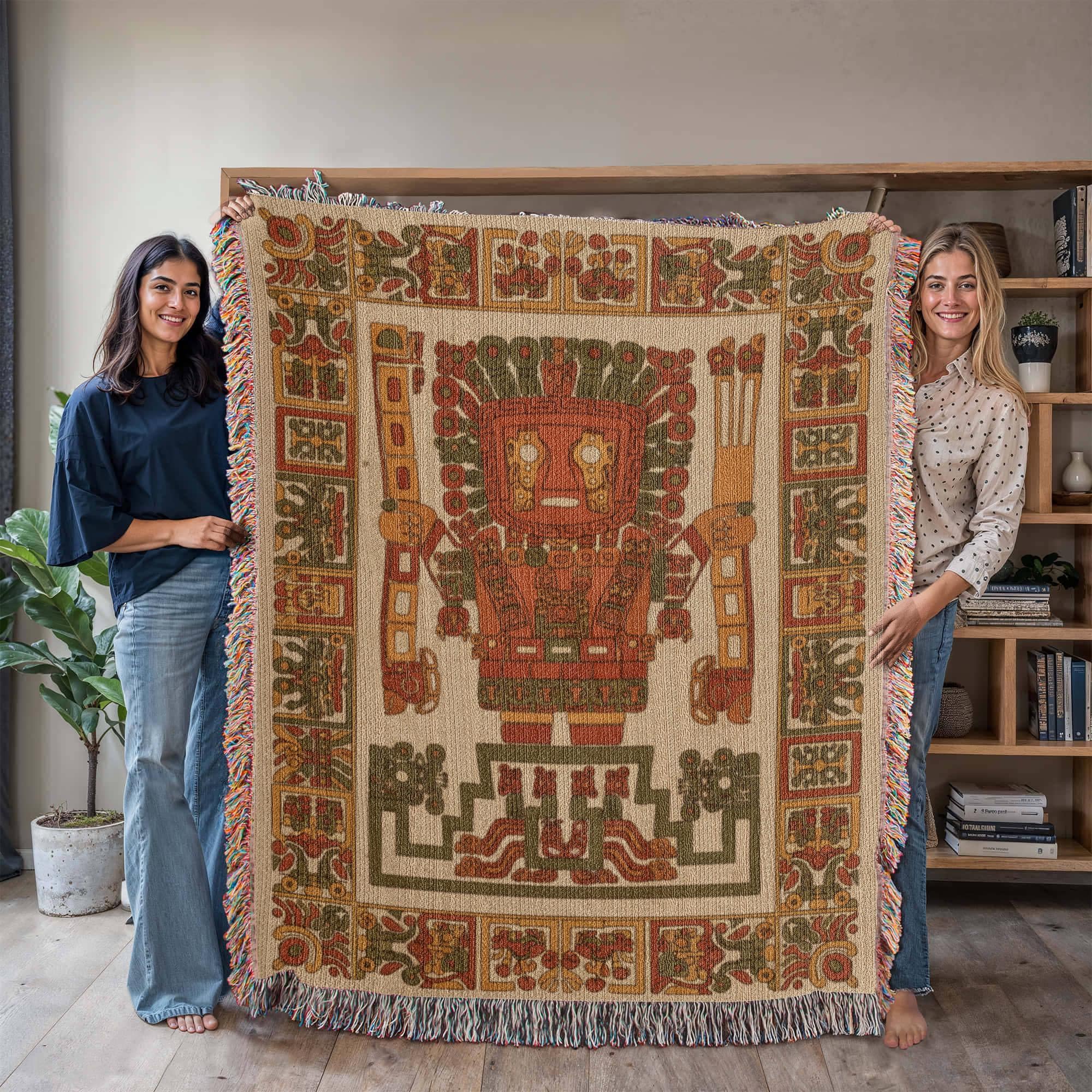 Viracocha Ancient Peruvian God Woven Cotton Blanket - Image 8