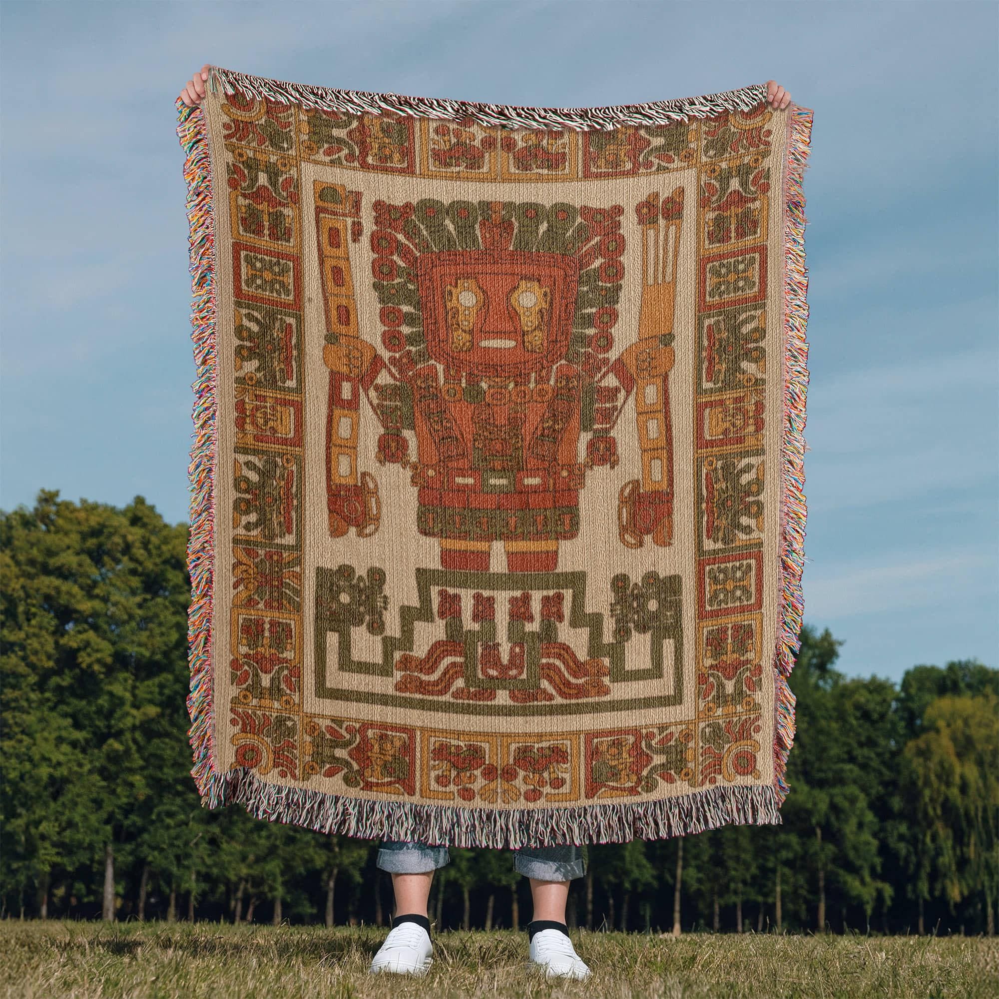 Viracocha Ancient Peruvian God Woven Cotton Blanket - Image 9