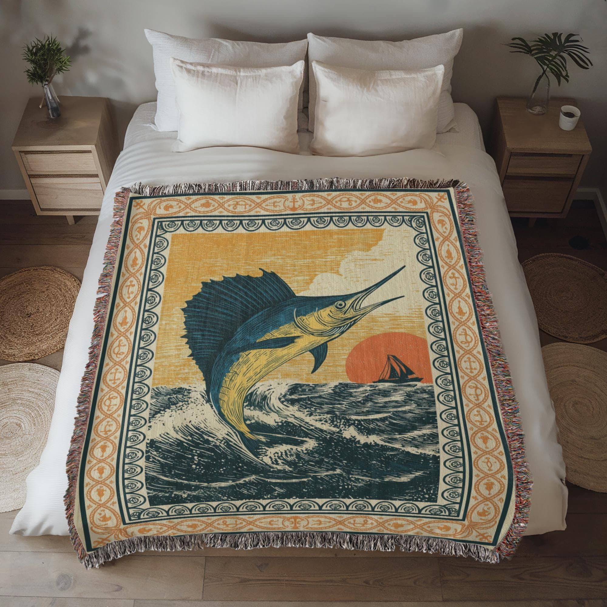 Vintage Marlin Woven Cotton Blanket - Image 3