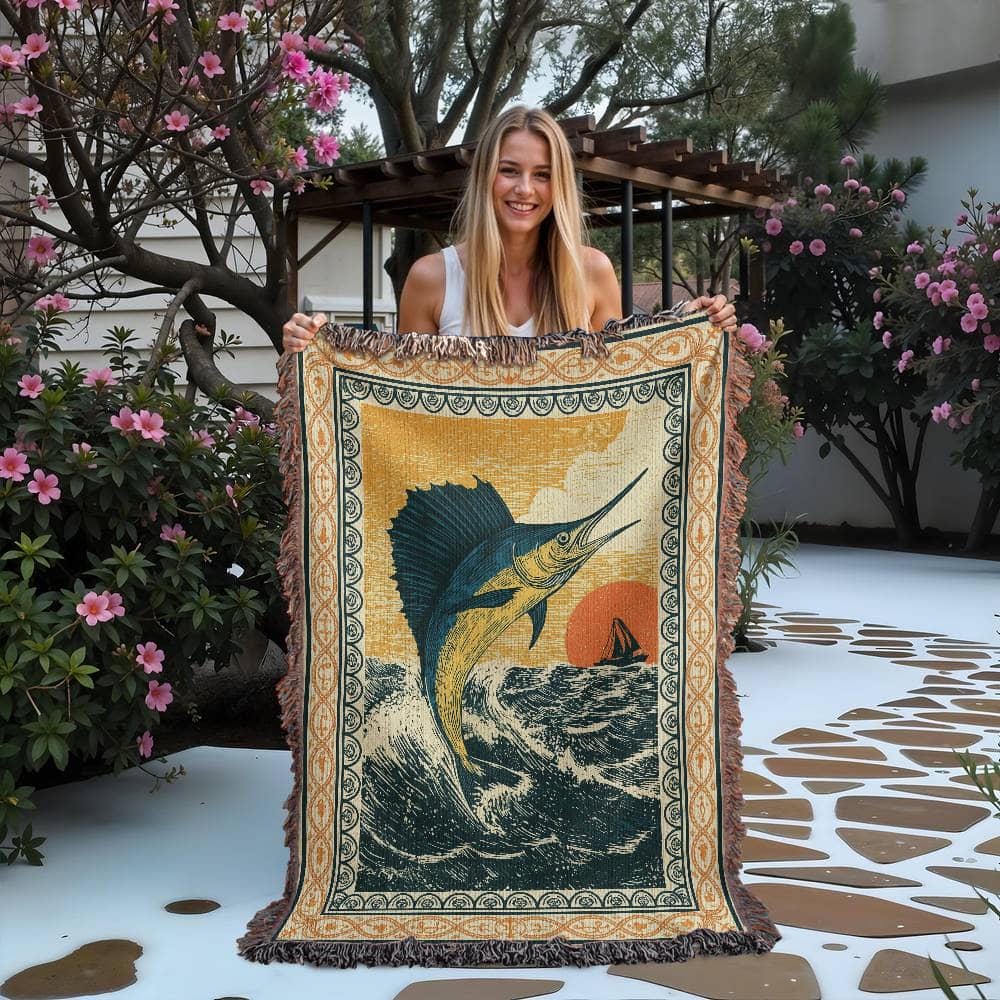 Vintage Marlin Woven Cotton Blanket - Image 2