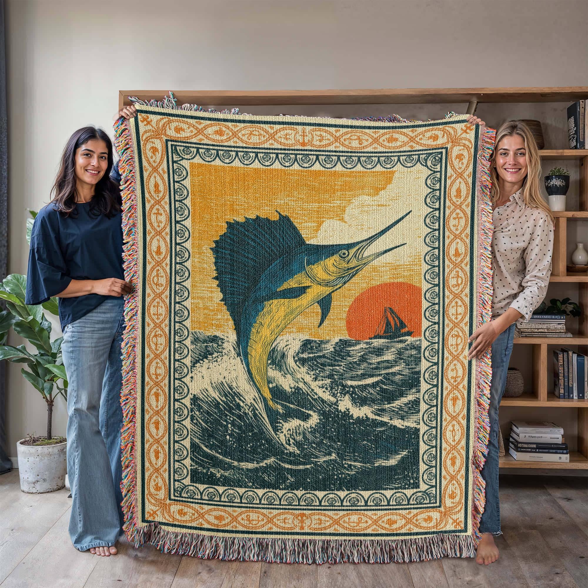 Vintage Marlin Woven Cotton Blanket - Image 8