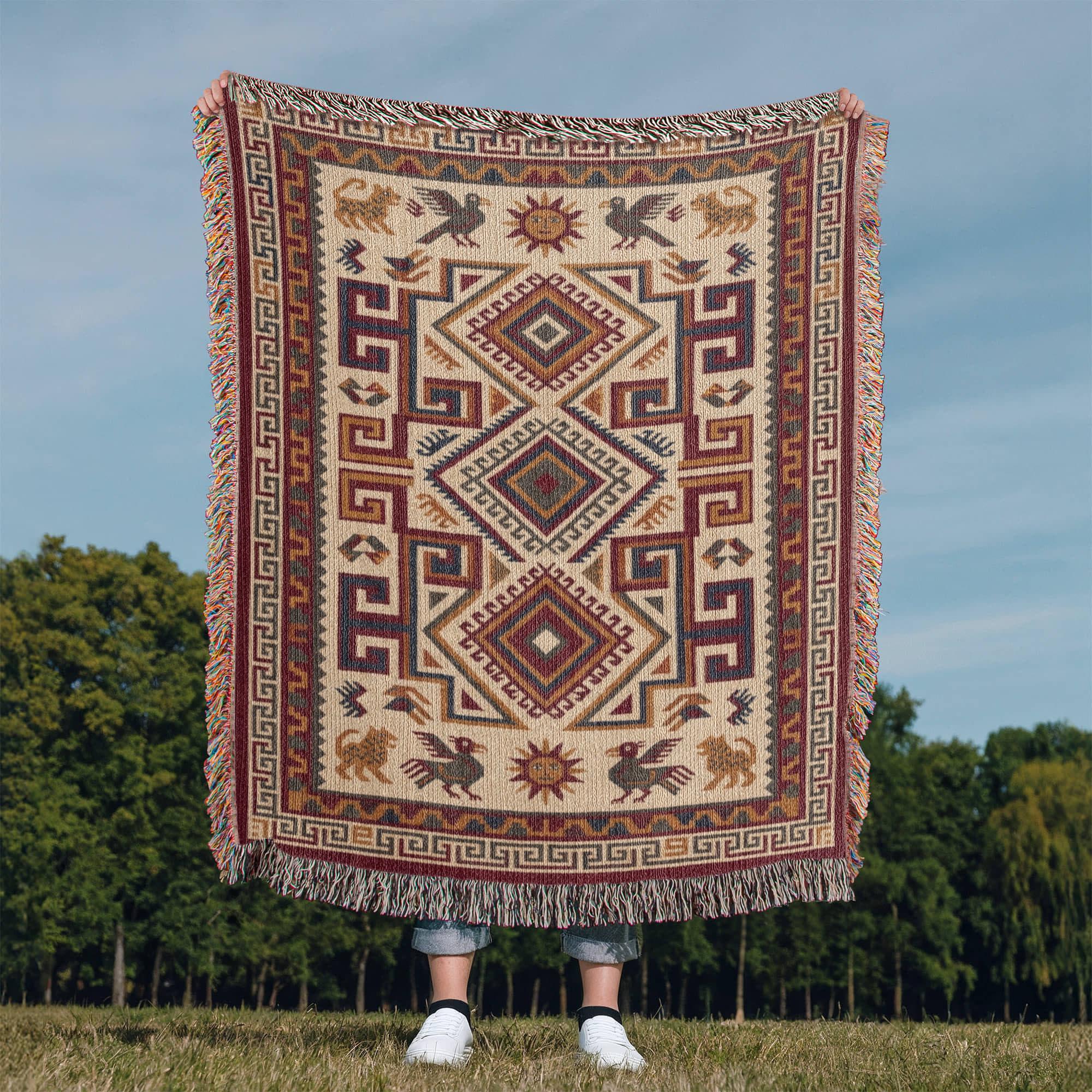 Oaxacan Zapotec Inspired Woven Cotton Blanket - Image 7