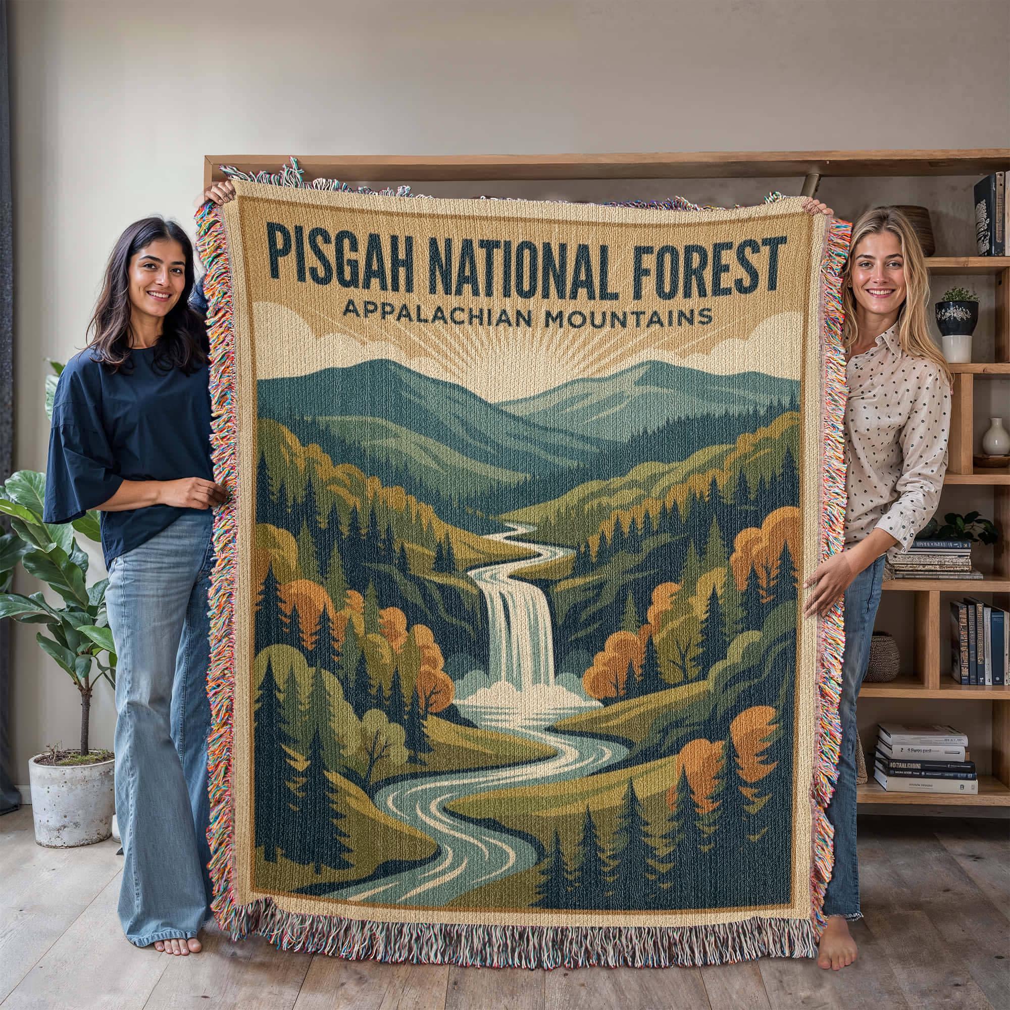 Pisgah National Forest Vintage Appalachian Woven Cotton Blanket - Image 8