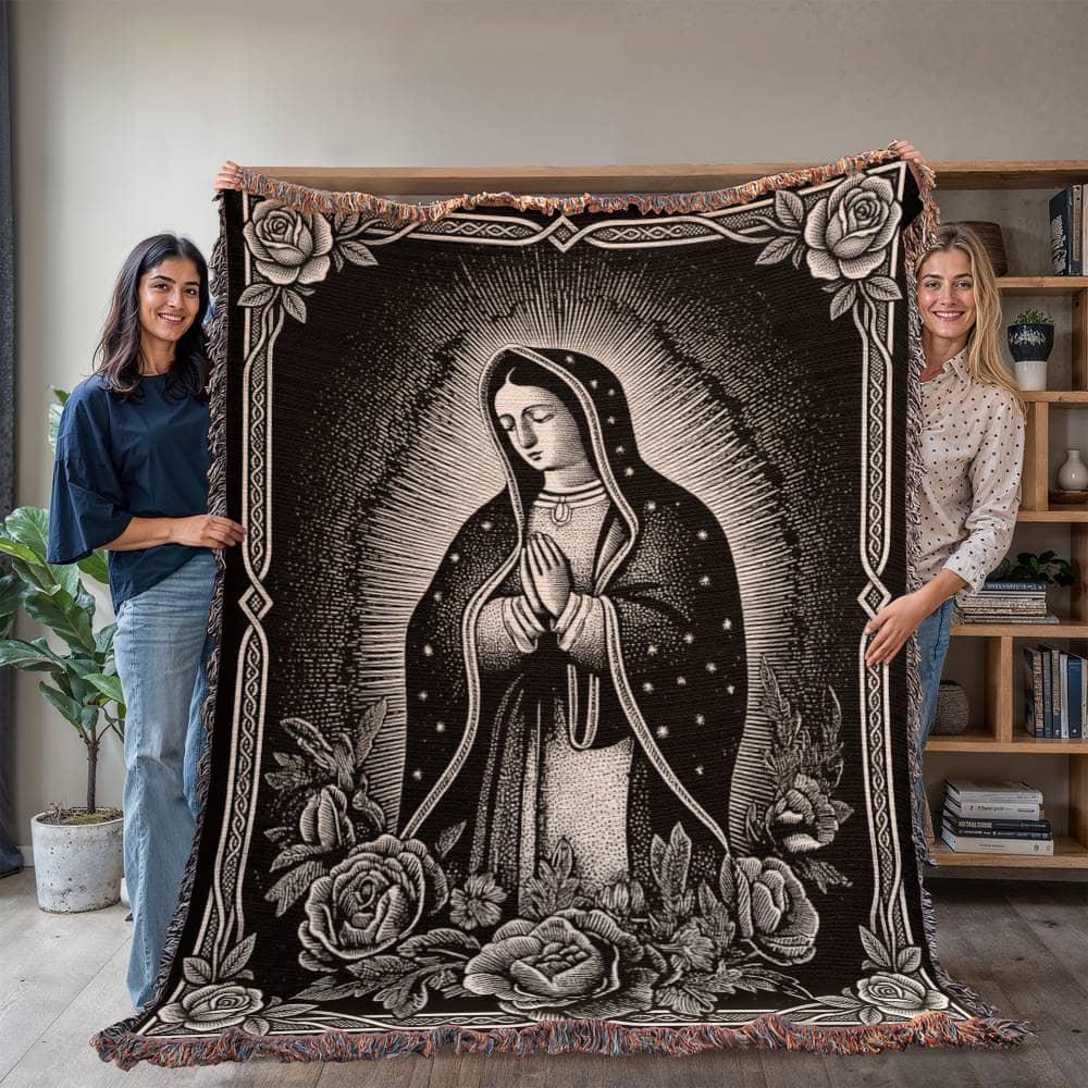 Virgin of Guadalupe Woven Cotton Blanket - Image 4