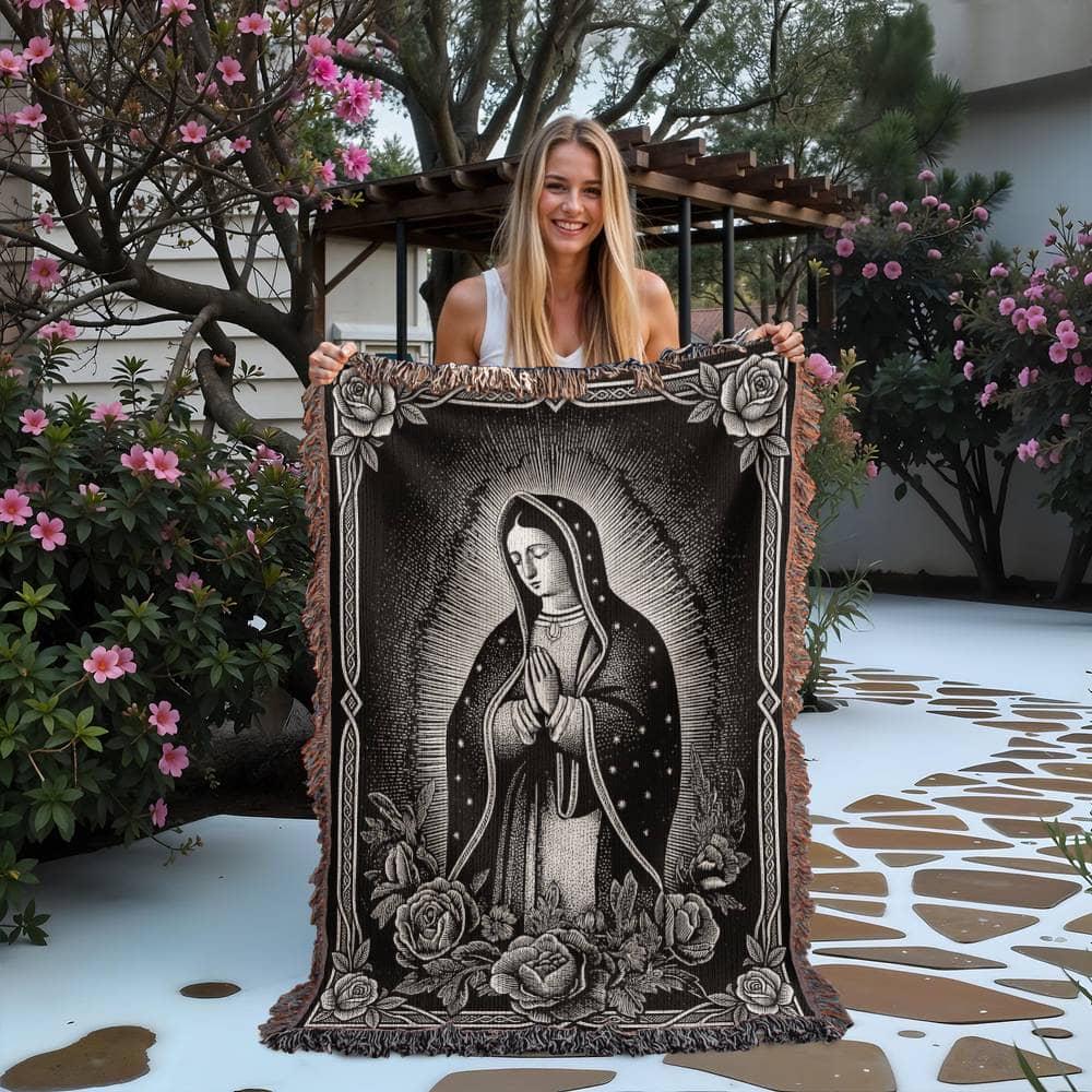 Virgin of Guadalupe Woven Cotton Blanket - Image 2
