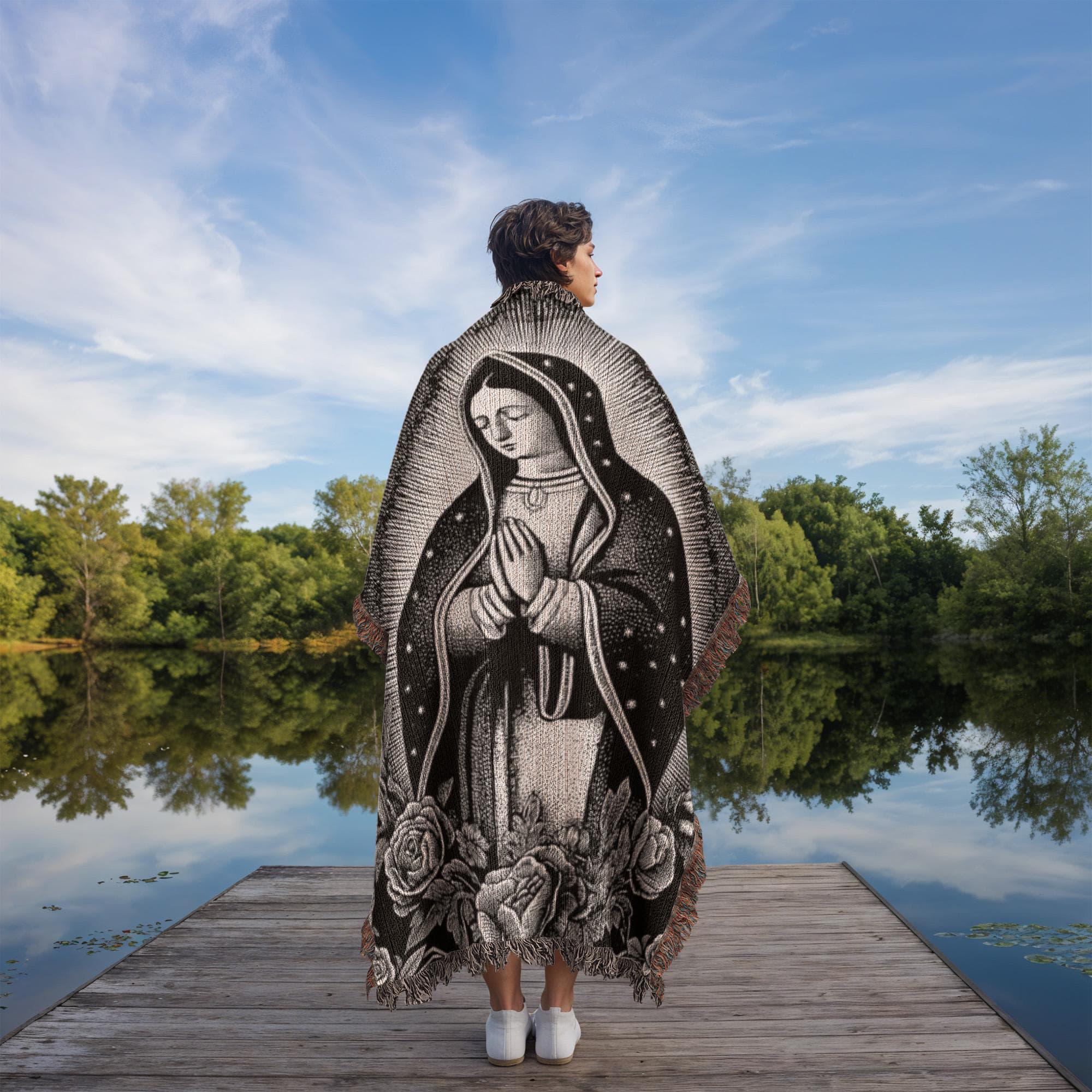 Virgin of Guadalupe Woven Cotton Blanket - Image 5