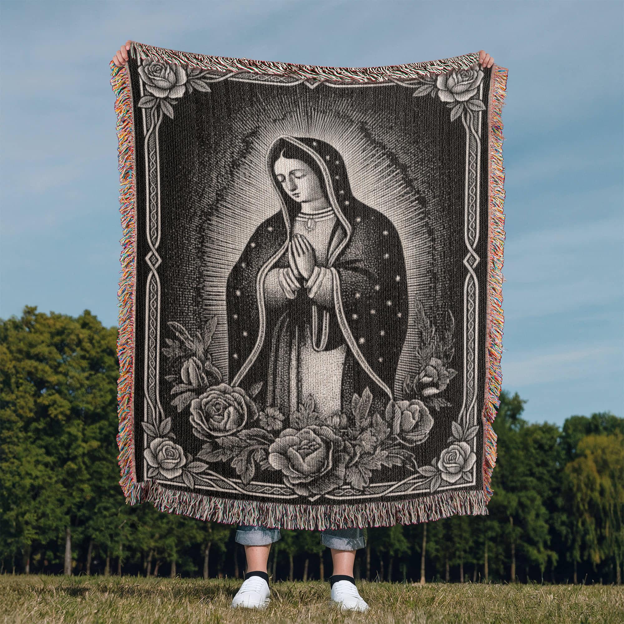 Virgin of Guadalupe Woven Cotton Blanket - Image 10