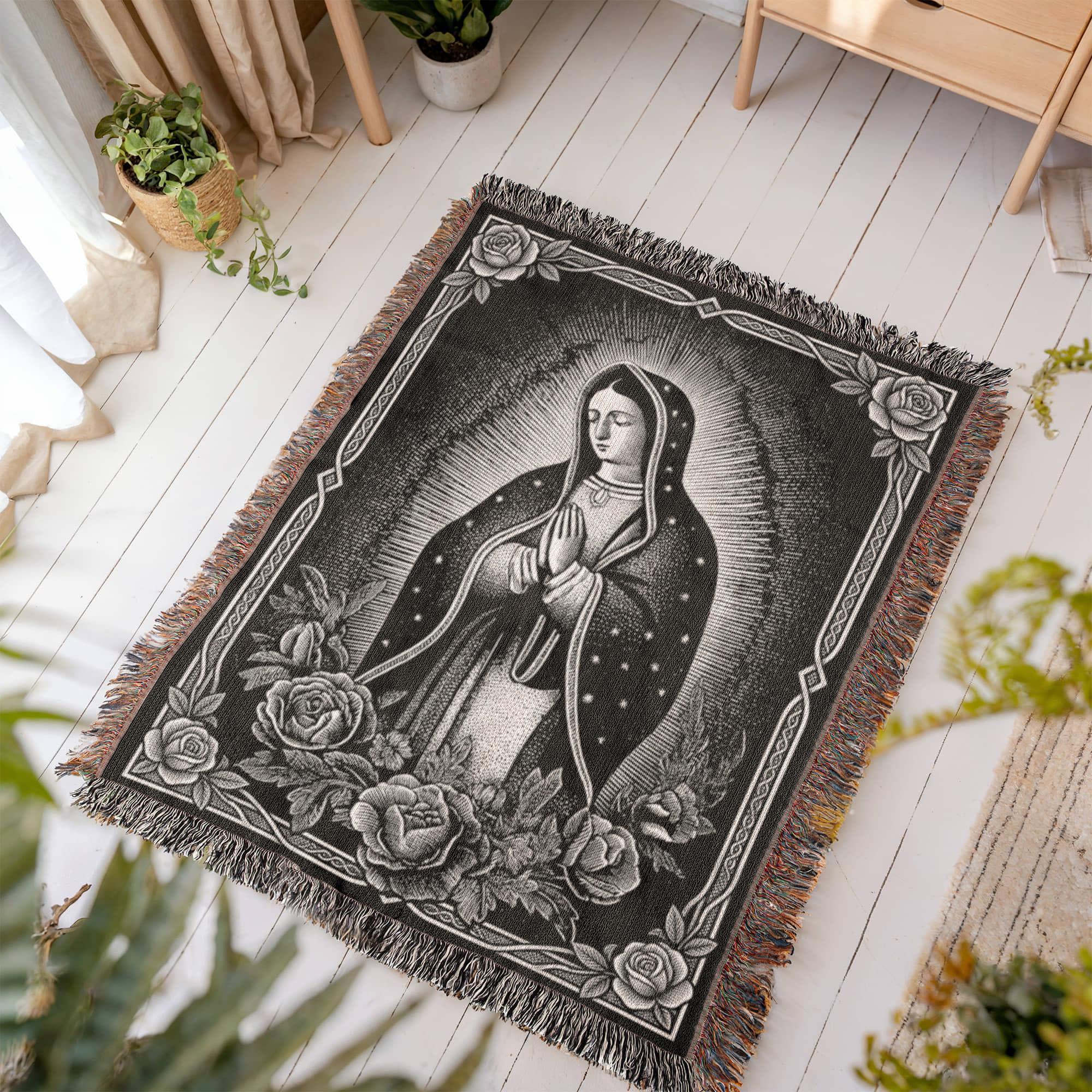 Virgin of Guadalupe Woven Cotton Blanket - Image 7