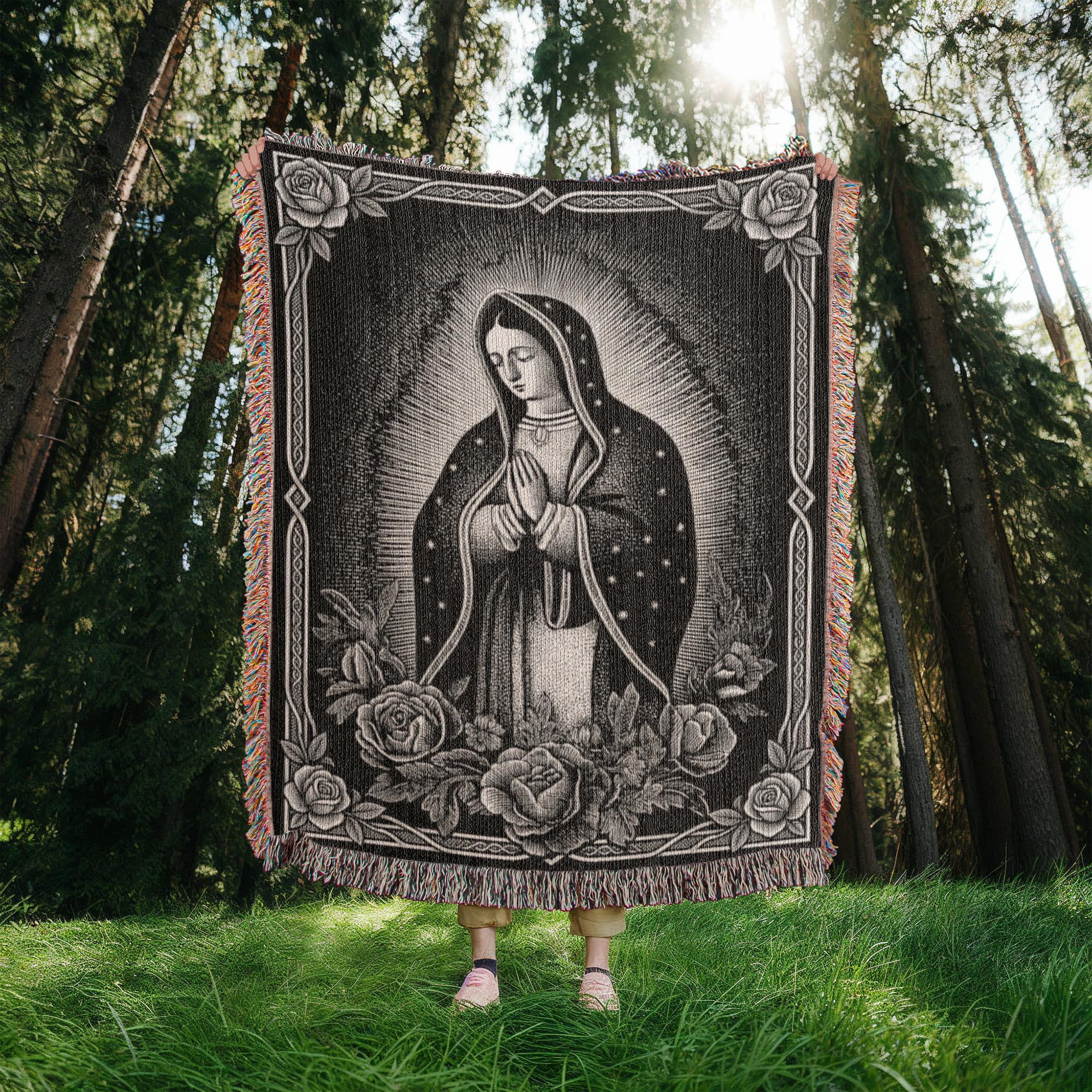 Virgin of Guadalupe Woven Cotton Blanket - Image 8