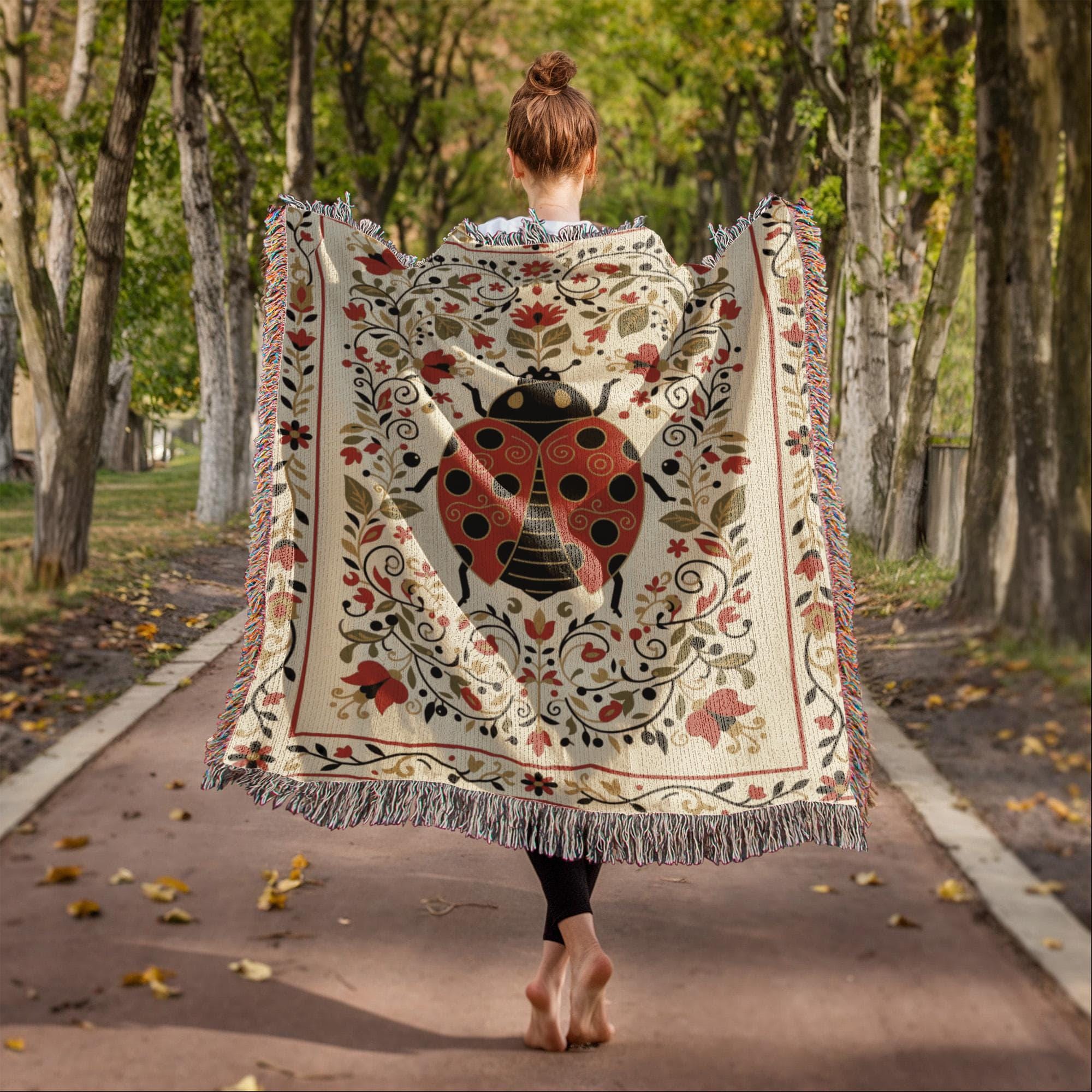 Vintage Ladybug Woven Cotton Blanket - Image 5