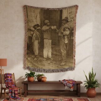 Mexican Revolution Pulque Drinking Woven Cotton Blanket
