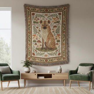 Hyena Botanical Mushroom Forest Woven Cotton Blanket