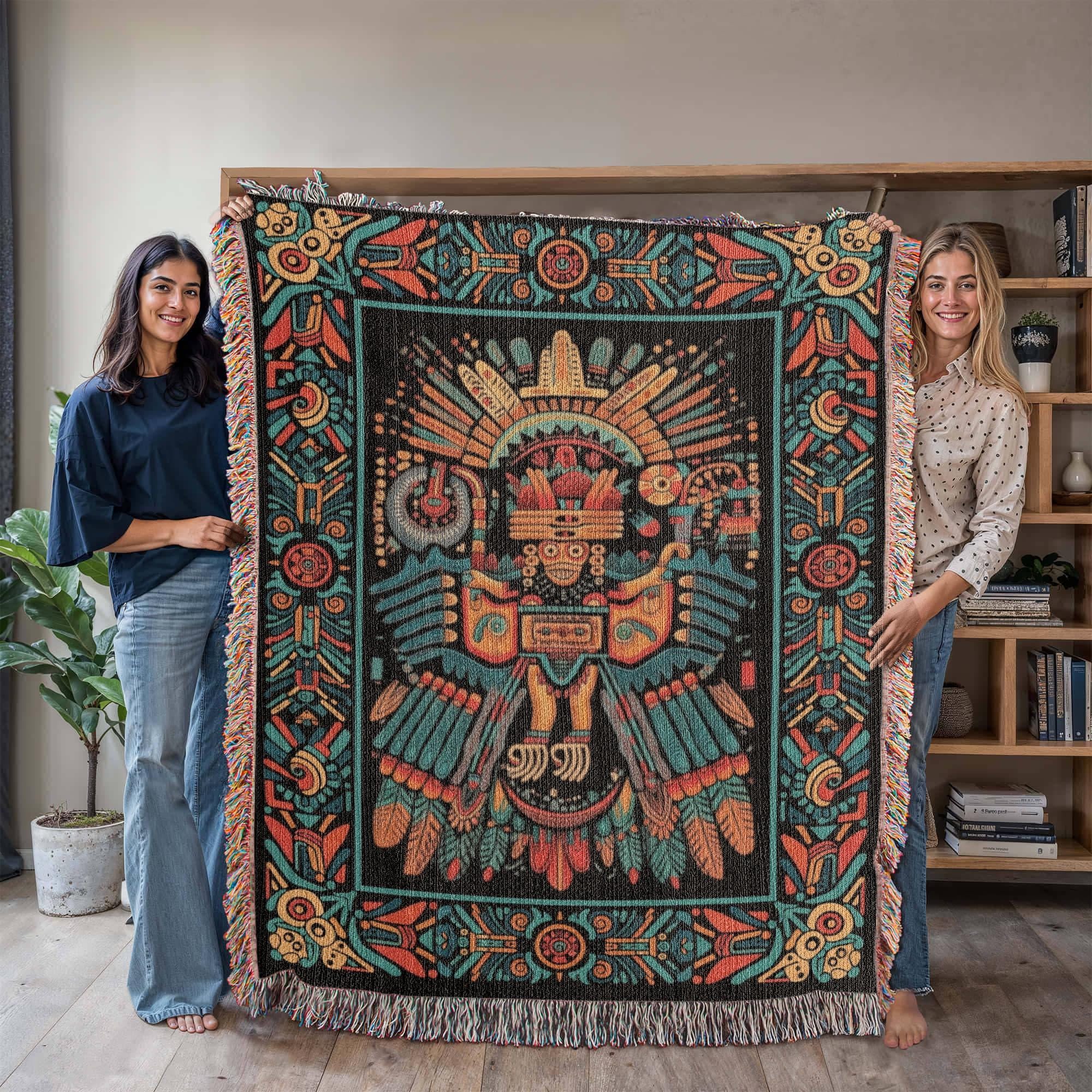 Peruvian Folk Art Paracas Flying Figure Woven Cotton Blanket - Image 10