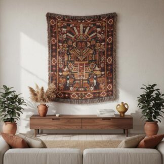 Ancient Shaman Peruvian Precolumbian Woven Cotton Blanket