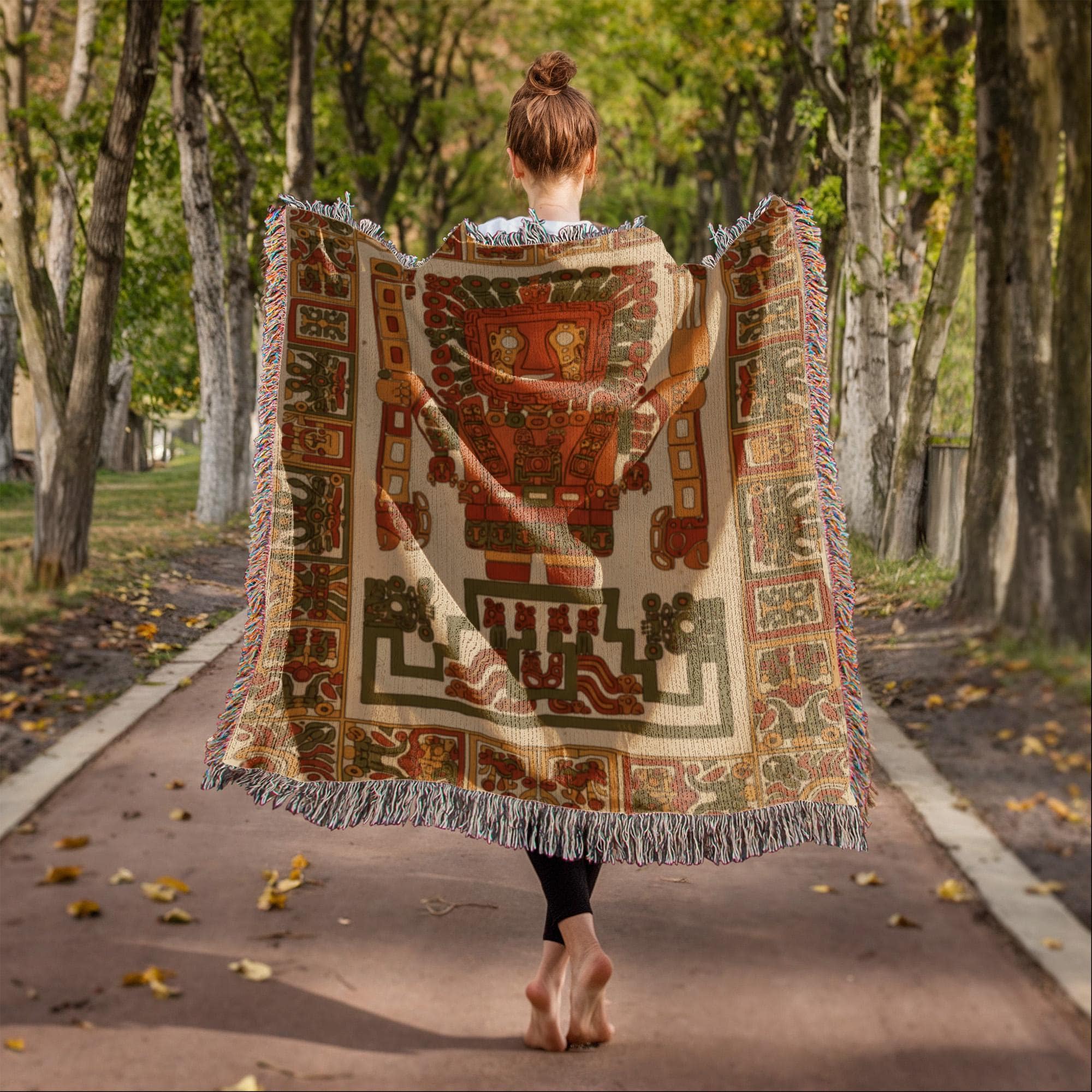 Viracocha Ancient Peruvian God Woven Cotton Blanket - Image 3