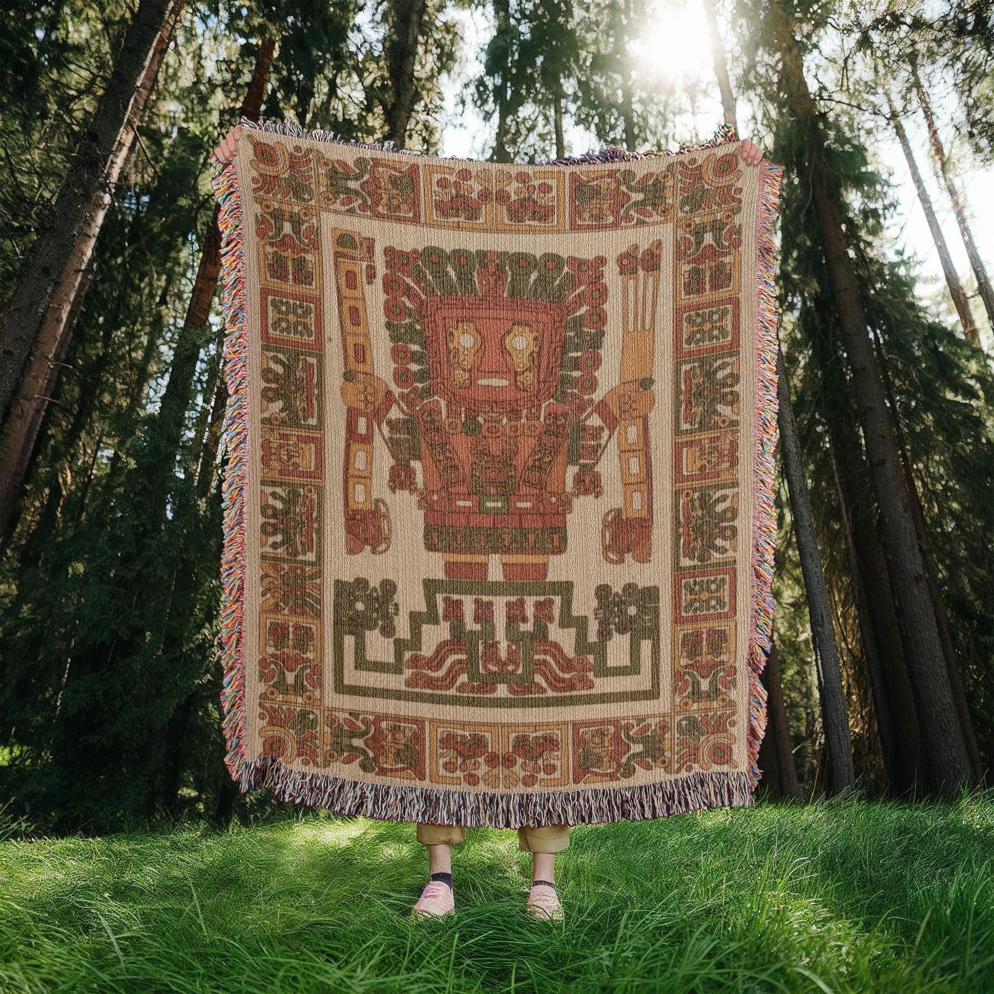 Viracocha Ancient Peruvian God Woven Cotton Blanket - Image 7