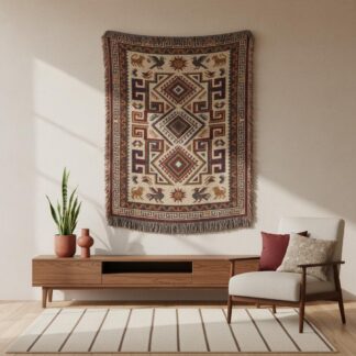 Oaxacan Zapotec Inspired Woven Cotton Blanket